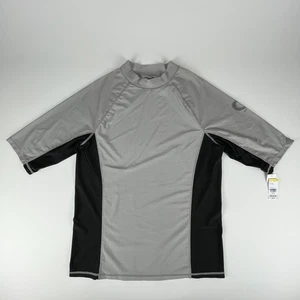 Roebuck & Co Mens Swim Rash Guard Shirt Short Sleeve Gray Black XL UPF 50 - Picture 1 of 8