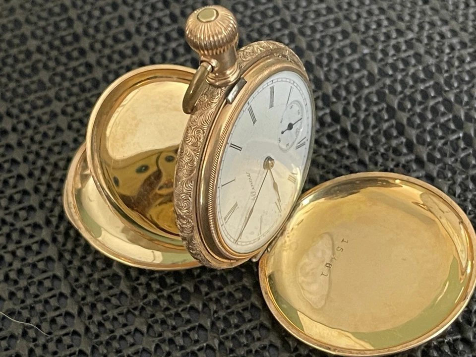 Reloj Bolsillo 1891 Illinois Grado 143 6s 15j Hunter Ornamentado Estuche GF Sidewinder Foto 1 de 4