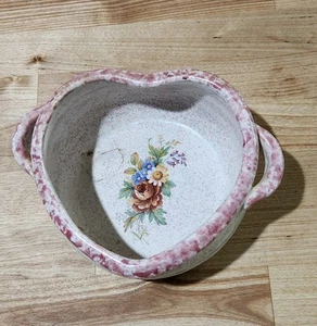 Vintage Serving Bowl Floral Yellow White & Pink Flowers Unmarked - Picture 1 of 4
