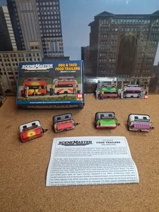 4 Walthers SceneMaster HO Scale BBQ Taco Pizza Burgers Food Trailers - Picture 1 of 18