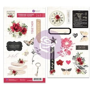 Prima Marketing Chipboard Stickers 24pcs - Magnolia Rouge Shapes W/Foil Detail - Picture 1 of 1