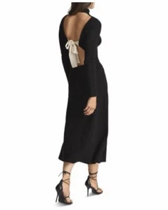 Reiss Lily Black Mock neck Bodycon Long Sleeve Open Back Dress Size 6 NWT - Picture 1 of 11
