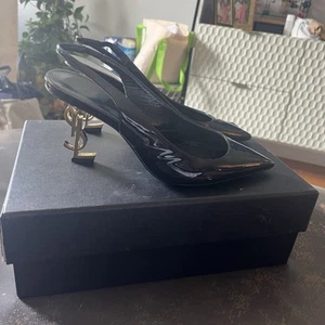Saint Laurent Damen Opyum Slingback Pumps Lack 85. Gr. 38 / US 8 - Bild 1 von 15