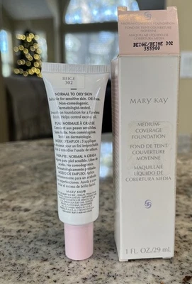 MARY KAY Medium-Coverage Foundation Beige 302 Liquid 1 fl oz. 355900 Retired NIB - Image 1 of 4