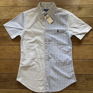Ralph Lauren Men’s Slim Fit Striped Seersucker Shirt Small Blue White Polo Pony - Picture 1 of 23