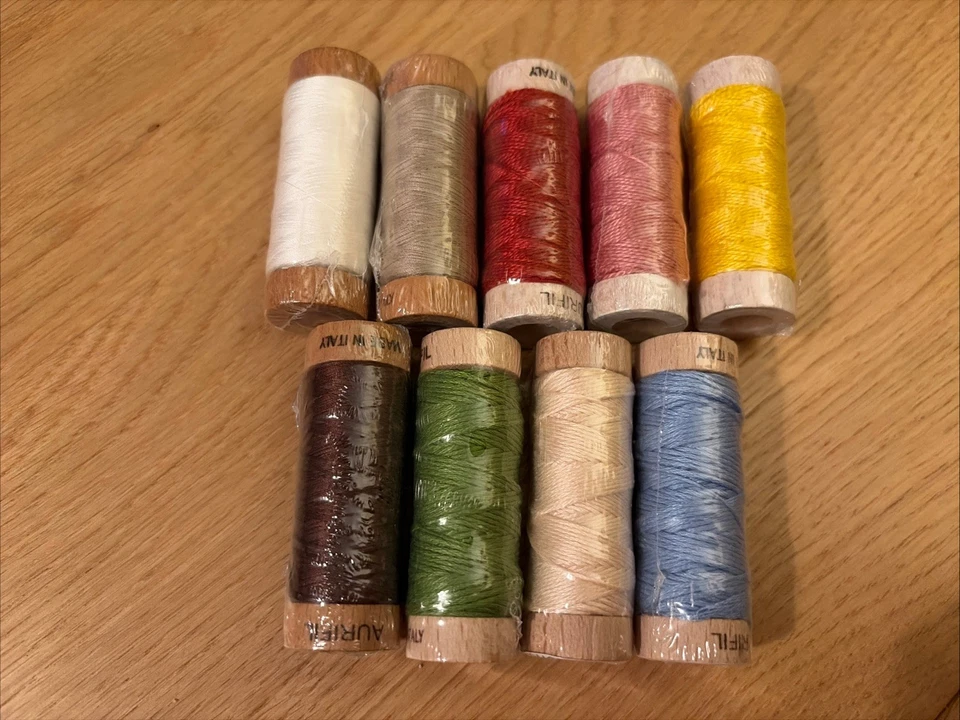 Aurifil Mixed Lot New 80wt, 8wt & Floss - 9 Reels In Total - Image 1 of 1