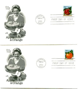 3491-92 34c Apple & Orange, Set 2, Artcraft FDCs - Bild 1 von 1