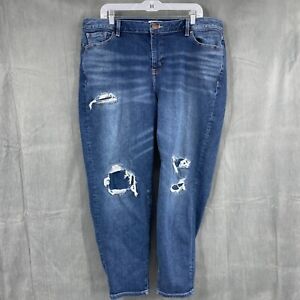 Lane Bryant Jeans Womens 18 Blue Distressed Cotton Blend Stretch Skinny Leg