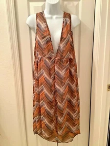 Swim Suit Cover Up Beach Pool Long Semi Sheer Sleeveless Hi Low Hem Womens Large - Picture 1 of 12