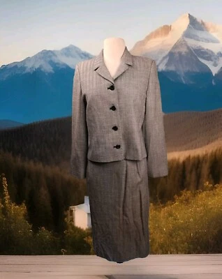 Conjunto de 2 blazer saia forrada cinza claro lã pendleton feminino pequeno - Imagem 1 de 4