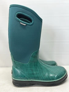 Botas clásicas de lino para mujer BOGS verde azulado/con cuadros verdes impermeables talla 10 - Imagen 1 de 8