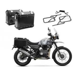 ROYAL ENFIELD Adventure Panniers Box & Rails Set, Black | 411 Himalayan & Scram - Picture 1 of 7
