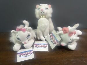 Disney Store 2X Marie & Duchess Aristocats 3 Cats Plush Bean Bag Toy Set