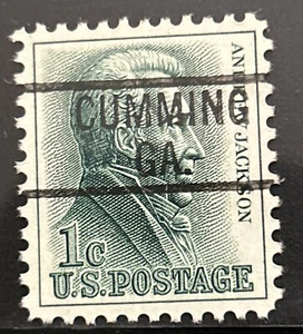 CUMMING, GEORGIA Precancel TYPE 819 One Cent Andrew Jackson Stamp - Picture 1 of 1
