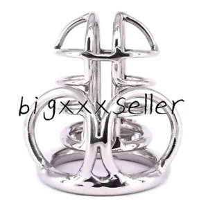 Male Stainless Steel Chastity Devices Restraints with Lock Ball Chastity Cage - Picture 1 of 7
