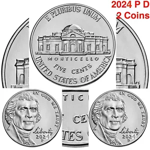 2024 P D Jefferson Nickel US Mint Stempelglanz via PD BANKROLLE Nickel 2 - Bild 1 von 15