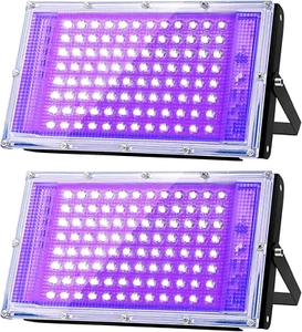 100W LED Luce Nera UV, Potente Faretto IP66, Lampada 395-400 Nm Con Interruttore - Foto 1 di 12