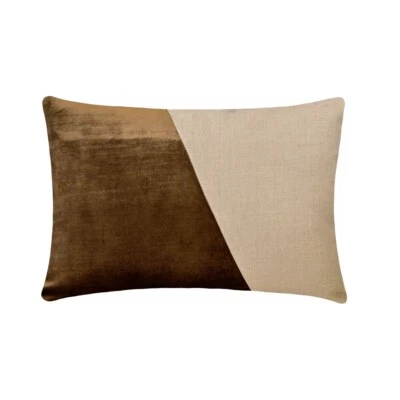 Brown Decorative Lumbar Pillow Cover, 12"x16" Velvet Cushion-Velutinous Brown - Image 1 of 3