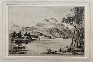 1900 Antique Etched Print; Loch Achray, Perthshire, Scotland by Preston Cribb - Picture 1 of 4