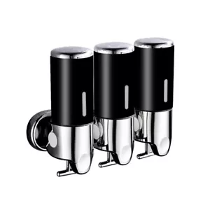 3 Bottles Bathroom Shower Soap Dispenser Shampoo Gel Pump Wall 1500ml Black - Picture 1 of 11