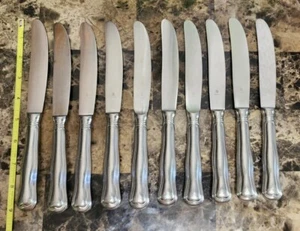 😘 LOT OF 8 VTG WMF GERMANY 🇩🇪 CROMARGAN "7" FIDDLE PLACE - DINNER KNIVES 🍽 - Picture 1 of 6