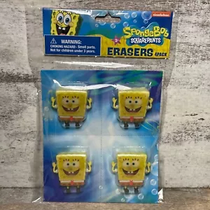 Nickelodeon Bob Esponja Pantalones Cuadrados Borrador Figura Favor Fiesta, 4 por Paquete Nuevo - Imagen 1 de 10