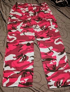 Youth Girls Almost Famous Red Camo Cargo Jeans Sz L Hip Hop Street Wear - Picture 1 of 4