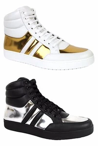 New Authentic Gucci Mens Contrast Padded Leather High-top Sneaker 368494 - Picture 1 of 24