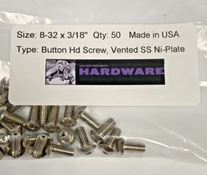 New 8/32 x 3/8" Button Socket Cap Screw, Vented, Nickel Plated (50ea) - Picture 1 of 6