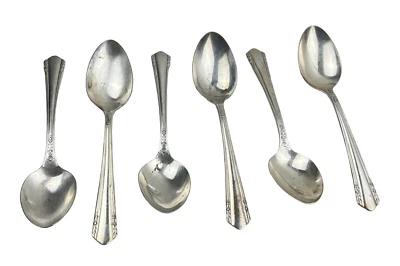 Conjunto de 6 talheres Wm A Rogers A1 Plus Oneida Malibu colheres de chá 6" prato de prata - Imagem 1 de 4