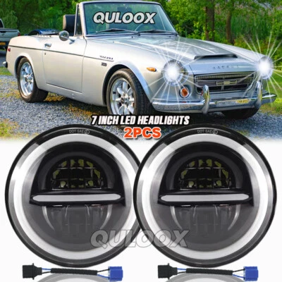Pair 7inch DOT Approved Round LED Headlights Halo DRL fit Datsun 280ZX 240Z 260Z Foto 1 de 4