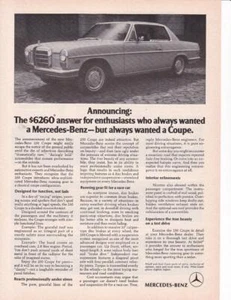 Gran cupé Mercedes-Benz 250 1970 anuncio impreso/. Gran arte - Imagen 1 de 1