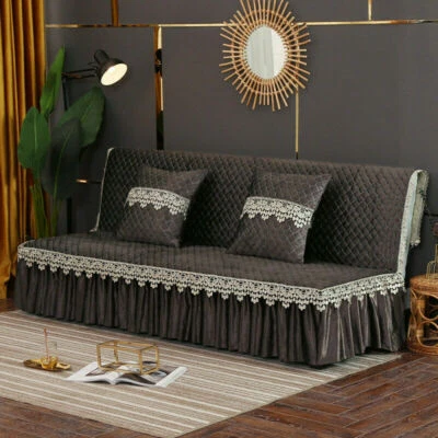 Funda de sofá cama de terciopelo sin brazos acolchada de encaje suave plegable funda para sofá Europa Foto 1 de 4