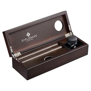 Diplomat Wooden Desk Equipment Wenge with Ink Bottle - Picture 1 of 1