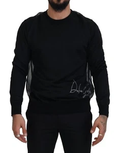 DOLCE & GABBANA Sweater Black Polyester Crewneck Men Pullover Men s. M RRP $2030 - Picture 1 of 10