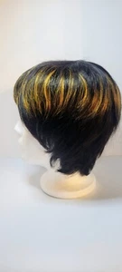 Pixie Cut Dark Brown Auburn Highlightes Wig - Picture 1 of 6