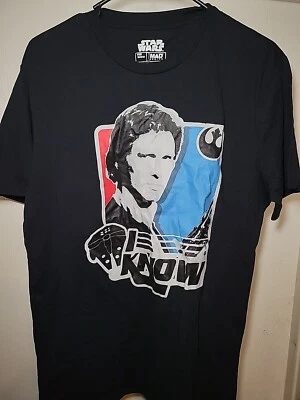 Camiseta gráfica negra Star Wars Han Solo "I Know" para hombre adulto talla M Foto 1 de 2