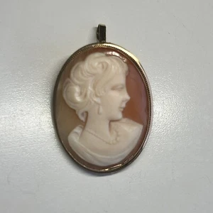 Nachlass Antik 18K gestempelt 750 Gold geschnitzte Muschel Kamee Anstecknadel Anhänger Brosche - Bild 1 von 6