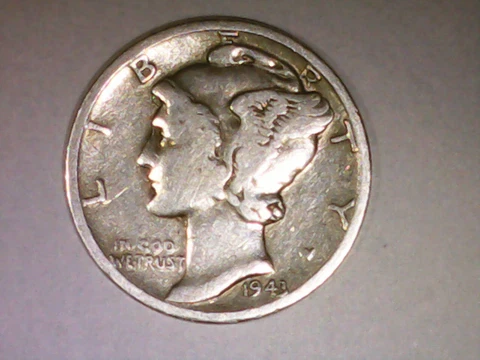 Vintage 1943 D Mercury Dimes, 90% Silver, Better Semi-KEY Date 10C Coin Cover