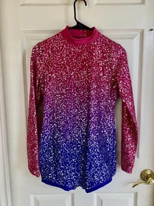Dance Costume Weissman 12051 XL Child Pink-Purple Jazz Acro Sequins Unitard - Picture 1 of 3