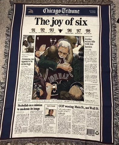 Michael Jordan Blanket Vintage Throw Chicago Bulls Chicago Tribune The Joy Of 6 Cover
