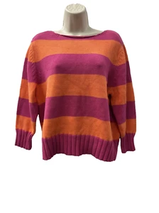 Vintage Casual Corner Sweater Women's XL Striped Rainbow Colorful Y2K UK MADE - Picture 1 of 6