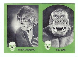 Horror Monster 1961 GREEN  NU-CARDS #"S 6 & 8 UNCUT PANEL  NRMT KONG WEREWOLF