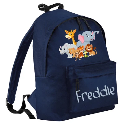 ICKLE PEANUT Personalised Safari animals Name Rucksack Backpack Back to School Bag elephant