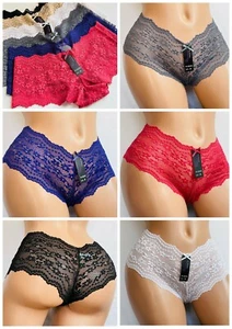 6-12 Women's BOYSHORT SHORTIE UNDERWEAR LACE UNDIES Short Panties PACK 8256 S-XL - Picture 1 of 12