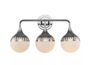 Monteaux Lighting 3-Light Chrome Bathroom Vanity Light Fixture w/ Opal Glass - Picture 1 of 3