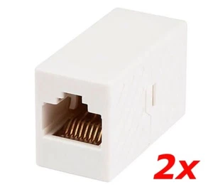2er-Pack CAT6 Inline-Koppler RJ45 8P8C Buchse auf Buchse Adapter Stecker - weiß - Bild 1 von 1