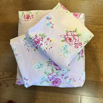 Pottery Barn Kids Savannah Rose Pink Floral Full/Queen Duvet Cover + 2 Shams Set - Image 1 of 4