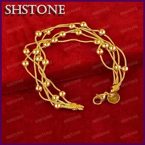SHSTONE 18K Gold Multi Kette Perlen Armbänder für Frau Party Hochzeit - Bild 1 von 15