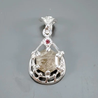Jewellery Natural Rutilated Quartz Pendant 925 Sterling Silver  /NP52085 - Image 1 of 4